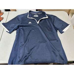 Adidas Shirt Mens Large Blue 1/4 Zip Soccer Polo Training Top Athletic Climalite